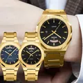 SWISH – montre de luxe avec polygone en or jaune pour hommes à Quartz avec affichage de la Date de