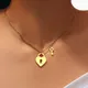 Colliers classiques en acier inoxydable pour femmes pendentif en forme de cœur avec serrure à clé