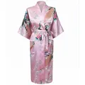 Robe de bain chinoise en soie rose pour femmes Kimono d'été chemise de nuit en rayonne Mujer