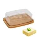 Assiette à beurre en bambou avec couvercle en acrylique Transparent boîte de rangement de beurre de