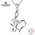 EUDORA-Collier signe de musique en argent regardé 925 pour femme pendentif coeur en argent bijoux