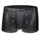 Boxer en Faux cuir pour homme sous-vêtement Sexy ouvert poche bombée caleçon nouveau