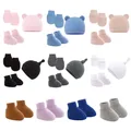 Ensemble chapeau + gants + chaussettes pour bébé de 0 à 6 mois protège-mains en coton pour