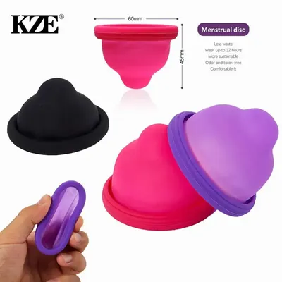 Disque menstruel extra fin pour femme tasse en silicone arabisante design plat rouge violet