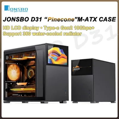 JONSBO Pinecone D31 M-ATX Boîtier D'ordinateur Mesh Côté Transparent ATX Avec Écran D'affichage Jeux