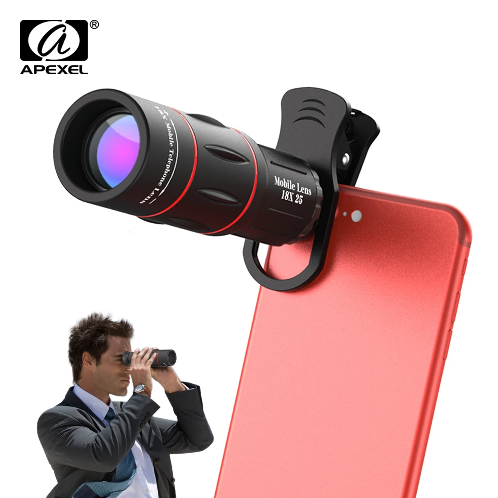 APEXEL universel 18x25 monoculaire Zoom HD optique lentille de téléphone portable observation enquête 18X téléobjectif avec trépied pour Smartphone