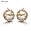 ZHUKOU-Boucles d'Oreilles Rondes en Laiton Cubique pour Femme et Fille Accessoires de Bijoux Faits