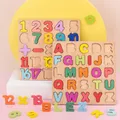 Planche en bois colorée avec alphabet et chiffres puzzle 3D jouet pour enfants précoces lettre