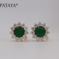 PATAYA – grandes boucles d'oreilles en forme de goutte d'eau Rose or vert rond zircone cubique