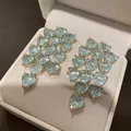 Bilincolor-Boucle d'oreille pompon coeur bleu pour femme bijoux de luxe cubique cassé