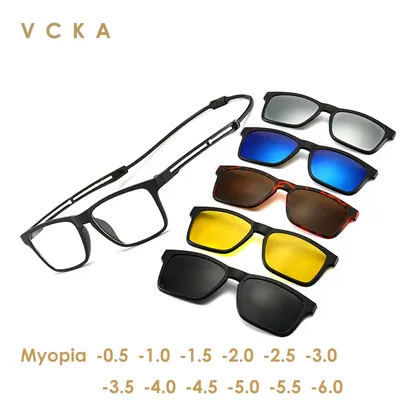 VCKA-Lunettes de soleil carrées pour hommes et femmes lunettes magnétiques pour myopes lunettes de
