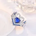 Ofertas-Petite bague en cristal rouge pour femme bijoux fantaisie couronne rouge bleu fz coeur