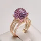 Kinel-Bague couronne en or rose pour femme grand anneau violet naturel Zcomprend sur l'oreille
