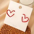 03/Red Hearts-Boucles d'oreilles créoles pour filles boucles d'oreilles bohèmes drôles d'amour