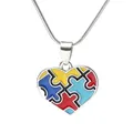 DoreenBeads – collier pour enfants autisme couleur argent chaîne à maillons cœur Puzzle pièce