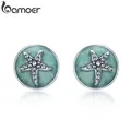 BAMOER-Boucles d'oreilles rondes en argent regardé 100% pour femme étoile de mer claire petit clou