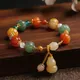Ruifan – nouveaux Bracelets en perles de citrouille de Jade en or naturel pour femmes pendentif