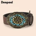 Deepeel-Ceinture style ethnique rétro pour femme large environnement boucles en pierre de luxe