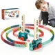 Train dominos coloré pour enfants jeu éducatif jeu de construction de voiture lumière sonore