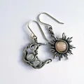 Boucles d'oreilles bohème soleil et lune en argent pour femme bijoux ronds en cristal style Boho