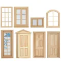 Maison de poupée Miniature en bois multi-styles porte extérieure simple en bois cadre de fenêtre