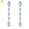 Boucles d'oreilles en aigue-marine naturelle en argent Sterling S925 3.5 carat pierre précieuse de