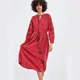 KHALEE YOSE – robe mi-longue rouge brodée à fleurs style Boho Vintage glands vacances Chic
