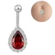 Anneau de nombril pour femmes goutte d'eau strass Barbell bouton de ventre Piercing bijoux