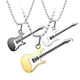 Collier de Couple guitare en acier inoxydable pour hommes et femmes pendentif Instrument de