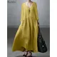 ZANZEA-Robe maxi vintage à manches longues et col en V pour femme robe d'été élégante