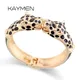 KAYMEN-Bracelet manchette en émail animal pour femme double léopard plaqué or comparateur de