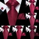 Hi-Tie – ensemble de boutons de manchette Hanky pour homme cravate de mariage en soie unie couleur