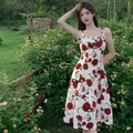 Robe à fleurs à manches longues pour femmes robe midi vintage française robe de soirée rétro robe