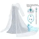 Robe Elsa Blanche-Neige 2 avec Perruque pour Fille Costume de Princesse de Carnaval Accessoire de