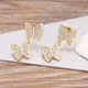 Boucles d'oreilles en forme de Double papillon pour femme et fille bijoux en cristal zircon