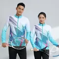 Veste de tennis de table imprimée à manches longues pour hommes et femmes veste de badminton de