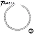 TOicalRILLZ-Bracelet en argent regardé 925 avec fermoir à ressort pour homme bijoux Hip Hop Bling