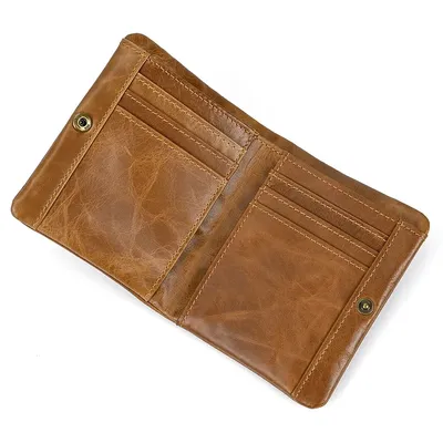 Portefeuille court en cuir véritable pour hommes et femmes porte-monnaie vintage porte-cartes avec