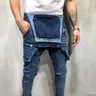 Salopette en jean déchiré pour homme coupe Slim pantalon déchiré style Hip Hop nouvelle mode
