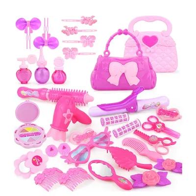 Jouets de maquillage rose pour enfants 24-32 pièces ensemble de maquillage rose coiffure de