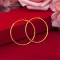 Grandes boucles d'oreilles créoles en or 24 carats pour femmes cercle rond surdimensionné