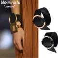 MAA-OE Bohême Punk Noir Bracelets Grand Rond En Cuir Bracelet Bracelet Bracelet En Métal Pour Femme