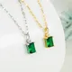 Zcomprend-Collier pendentif carré vert pour femme pull plaqué or blanc optique de document bijoux