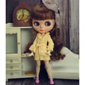 Robe de bain en fourrure jaune pour poupées Blythe tenues de poupée vêtements de poupée à la mode