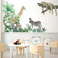 Autocollants Muraux Animaux de la Jungle Safari Papier Peint de Grande Taille Girafe Léopard