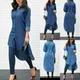 Mini robe en jean bleu pour femme denim bouton irrégulier manches longues chemise décontractée