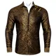 Barry.Wang – chemises en soie Paisley dorée à manches longues pour homme vêtement de luxe à fleurs