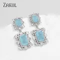 ZAKOL – boucles d'oreilles princesse en zircone pour femmes grandes carrées bleu clair cubique