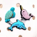 Breloques pour chaussures d'animaux marins accessoires de décoration avec boucle tortue licorne