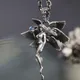 Collier pendentif vintage Seraphim carapté à la main déesse pierre de lune ailes d'ange long